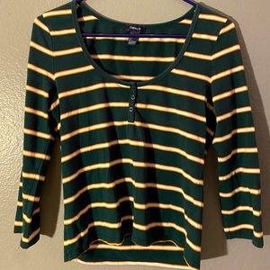 Forever 21 striped quarter sleeve shirt
